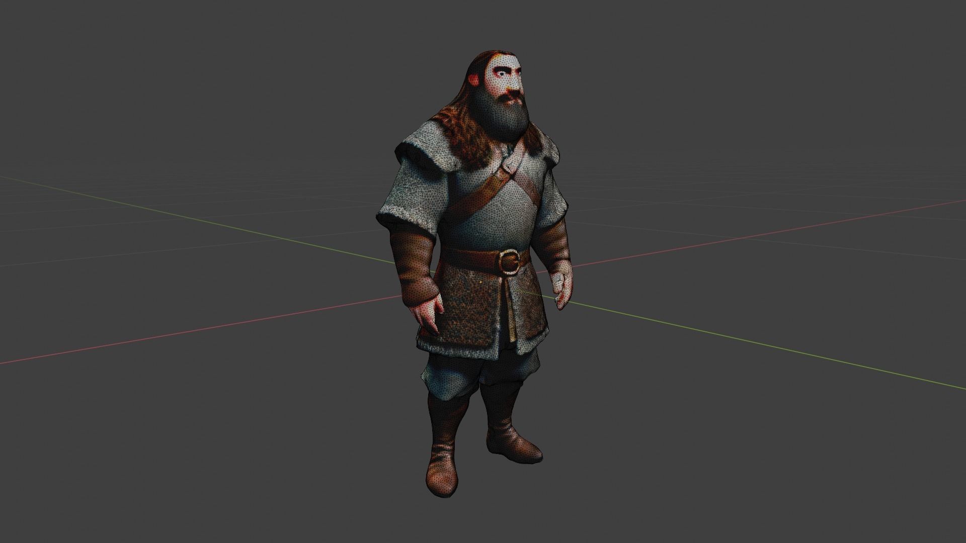 Medieval Worker Low-poly 3D model_7