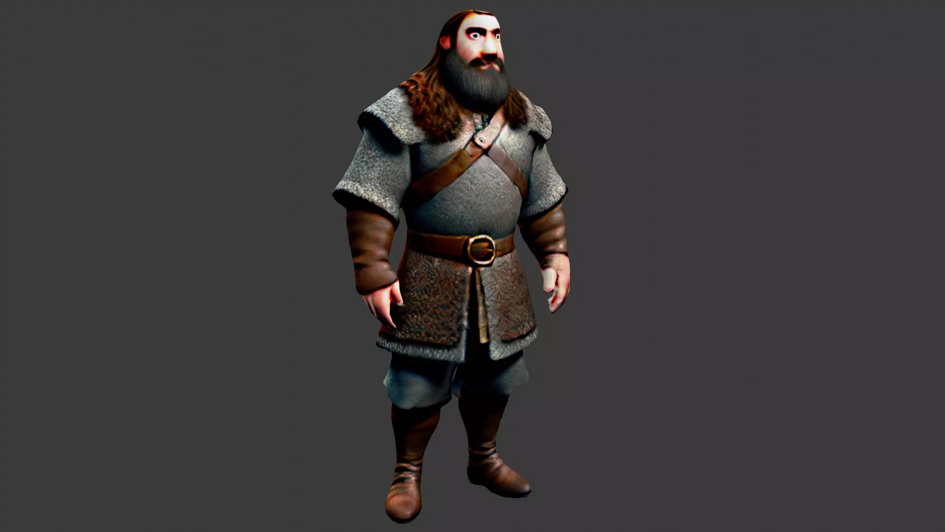 Medieval Worker Low-poly 3D model_0