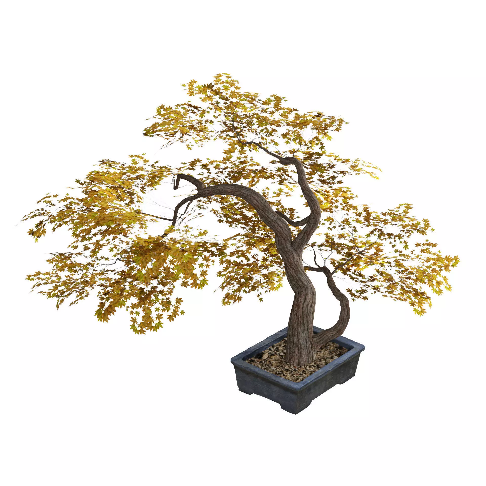 Fallen Decorative tree pot Low-poly 3D model_0