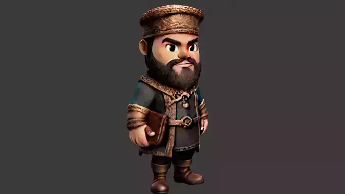 Medieval Traveler Low-poly 3D model
