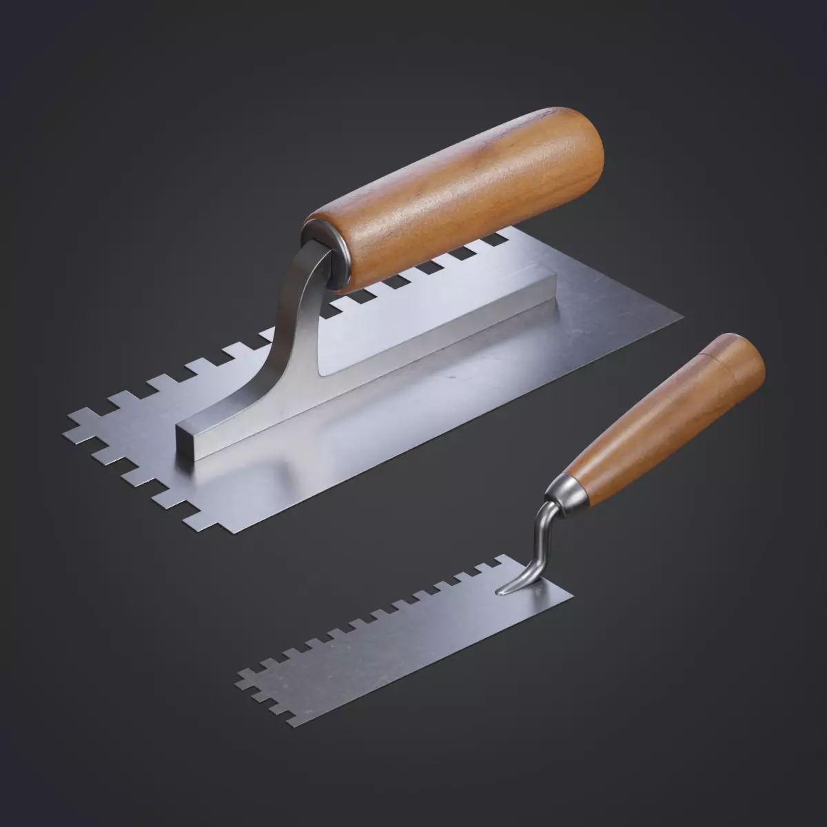 Two Notched Trowels 3D Model Collection_0