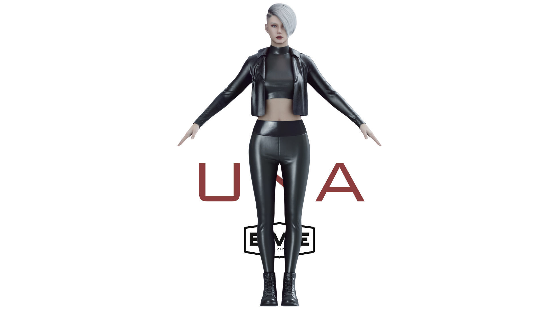 Una - Realistic Female Character Low-poly 3D model_3