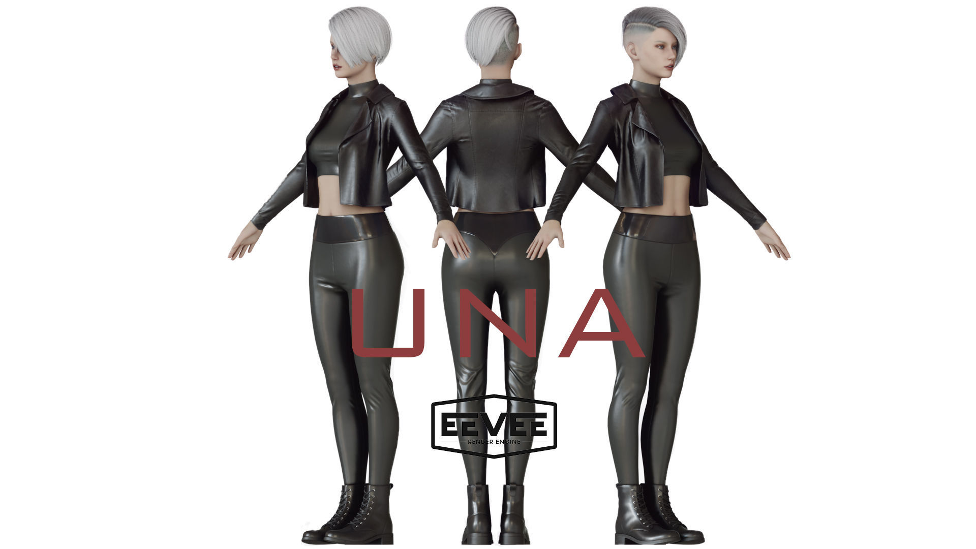 Una - Realistic Female Character Low-poly 3D model_2