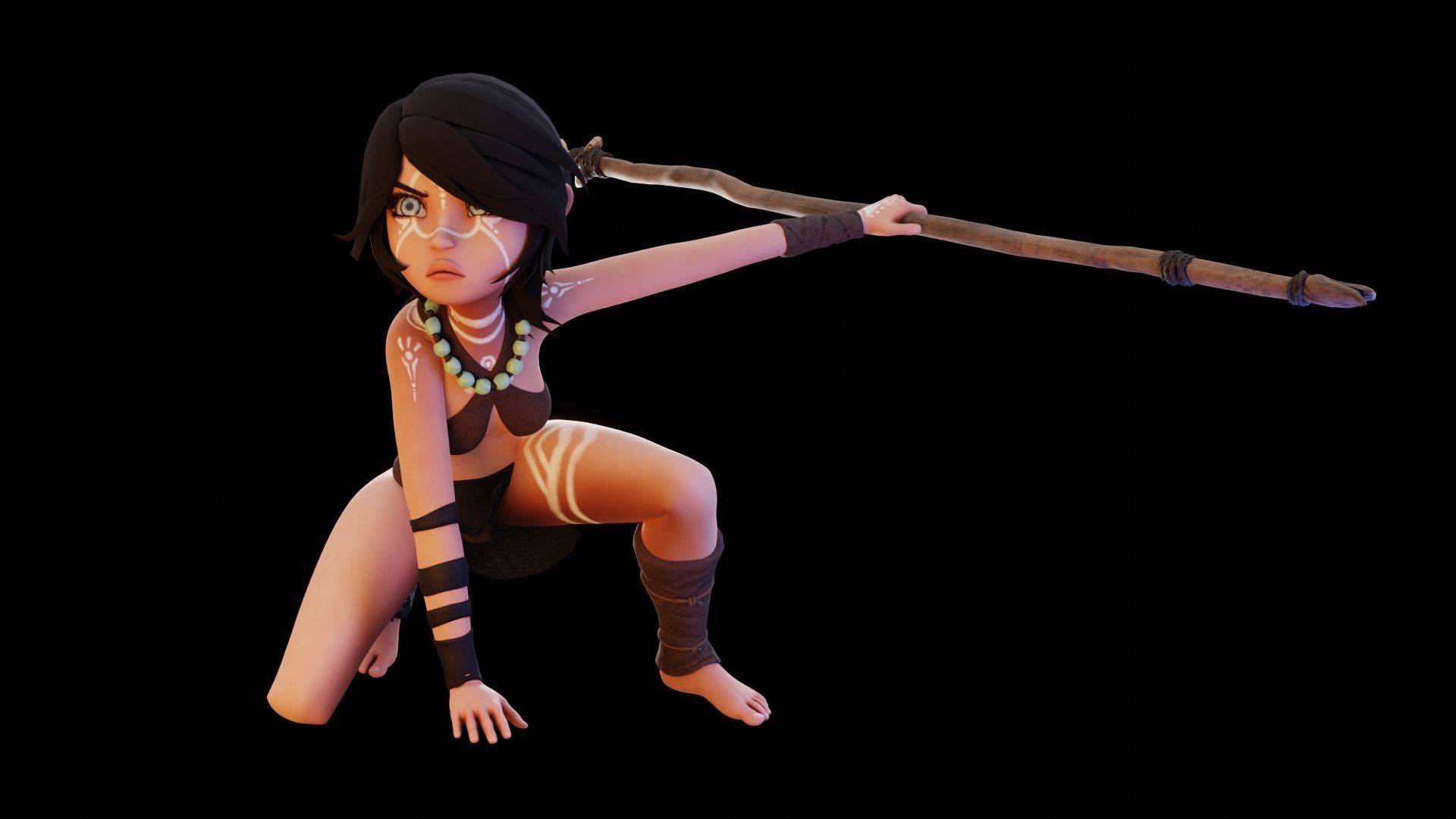 Tribal Girl - Rigged Character for Blender Low-poly 3D model_41