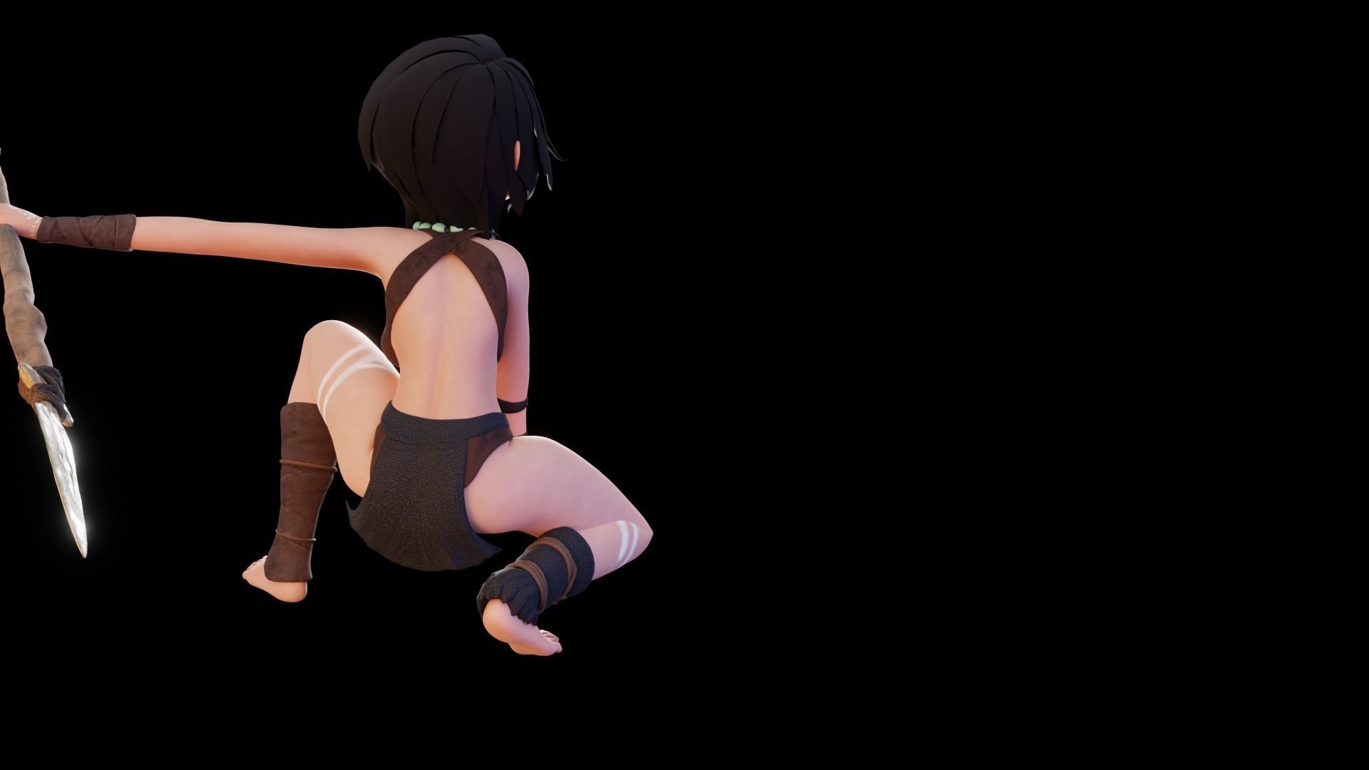 Tribal Girl - Rigged Character for Blender Low-poly 3D model_30