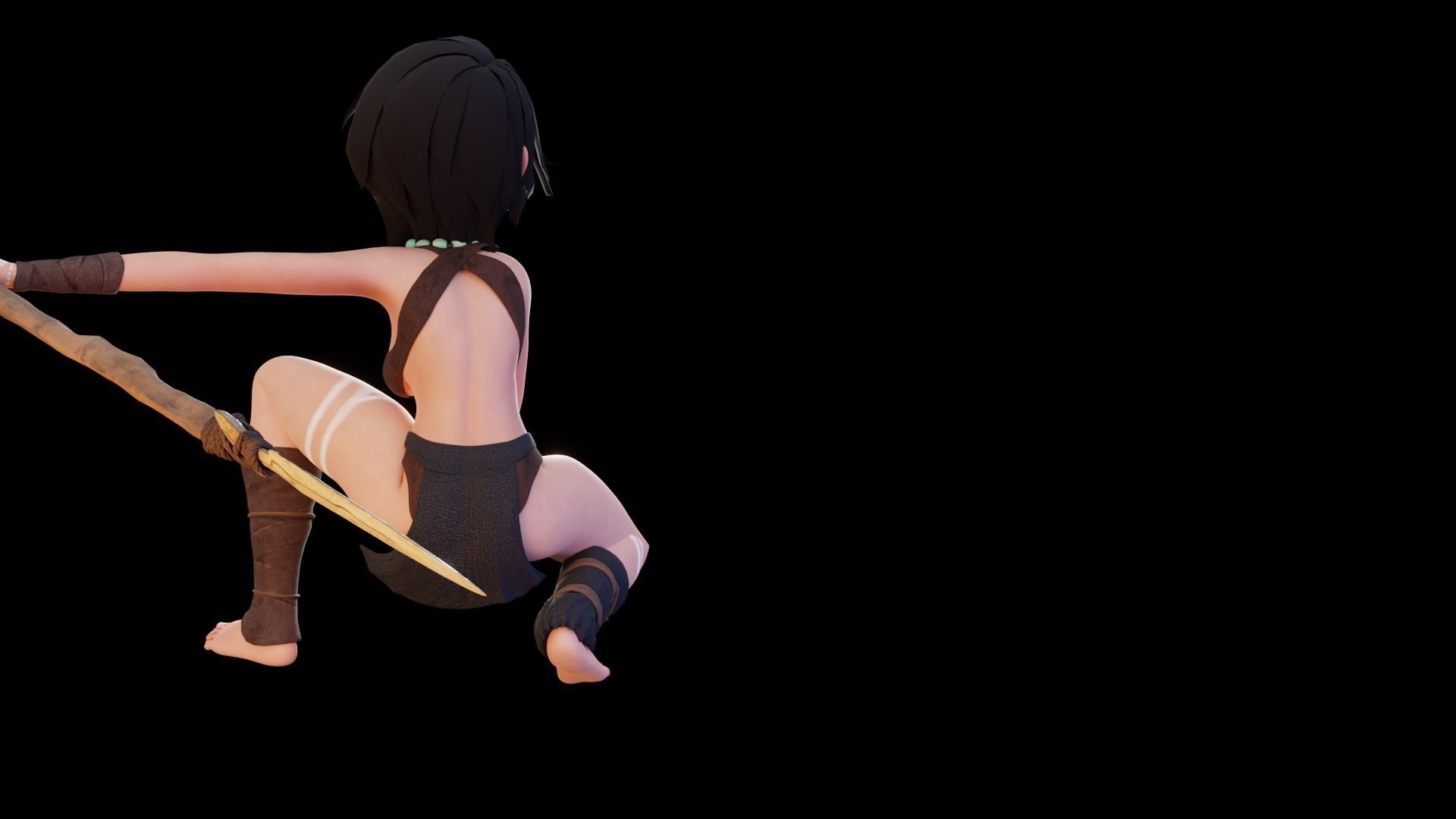 Tribal Girl - Rigged Character for Blender Low-poly 3D model_31