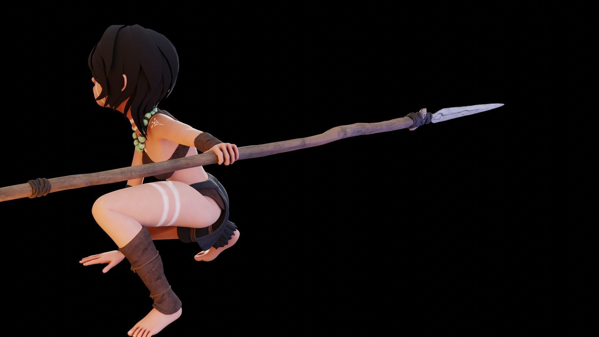 Tribal Girl - Rigged Character for Blender Low-poly 3D model_36