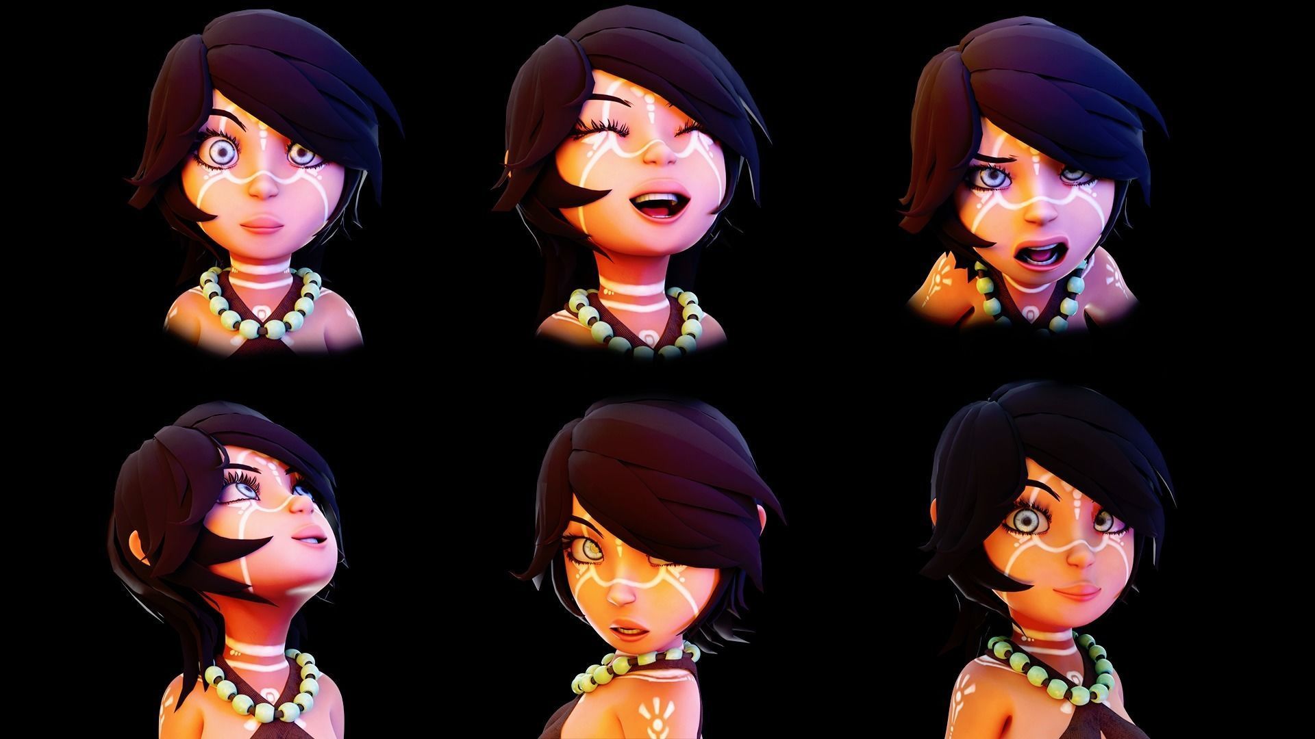 Tribal Girl - Rigged Character for Blender Low-poly 3D model_2