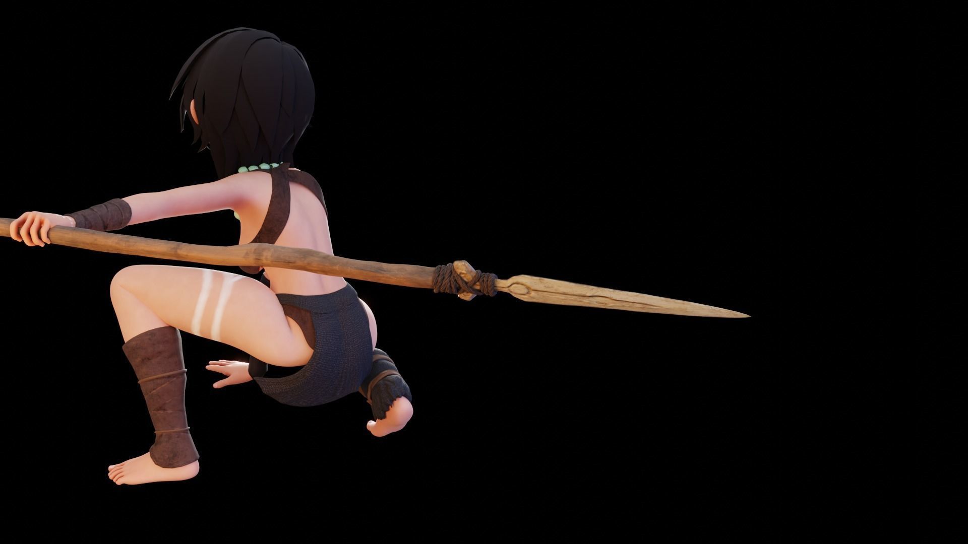 Tribal Girl - Rigged Character for Blender Low-poly 3D model_33