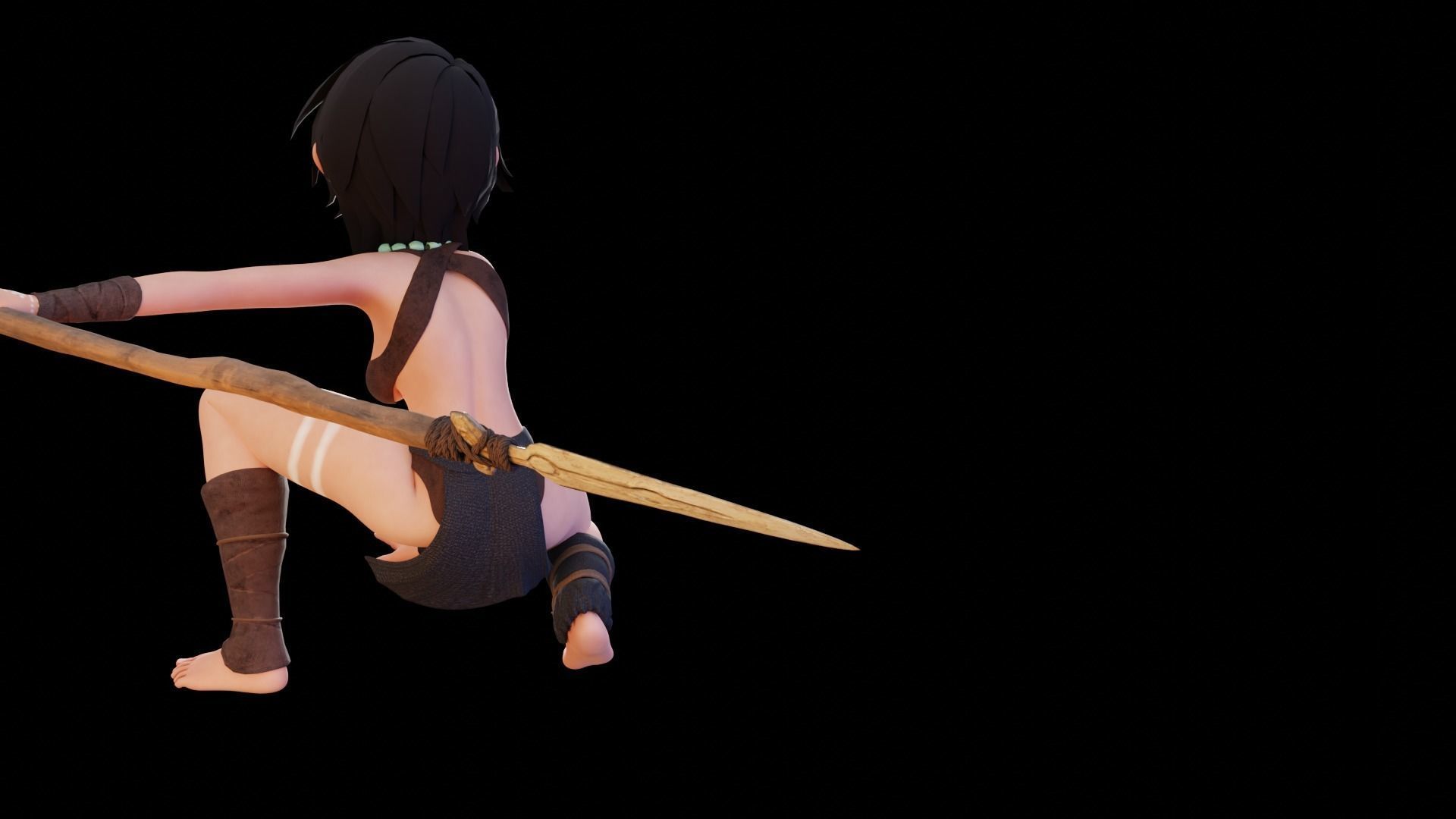 Tribal Girl - Rigged Character for Blender Low-poly 3D model_32