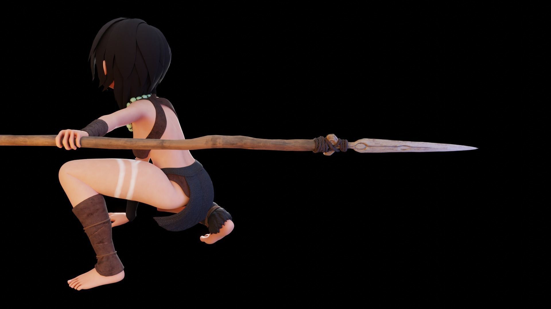 Tribal Girl - Rigged Character for Blender Low-poly 3D model_34