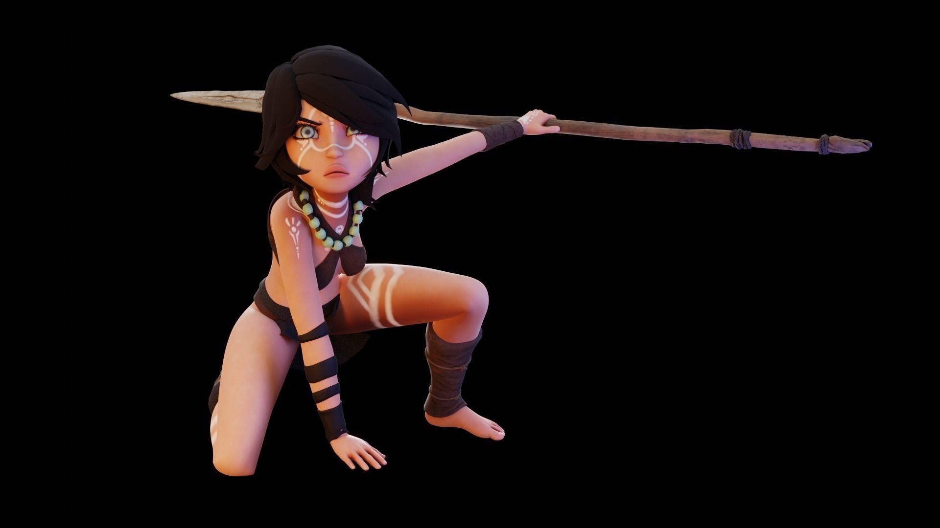 Tribal Girl - Rigged Character for Blender Low-poly 3D model_42
