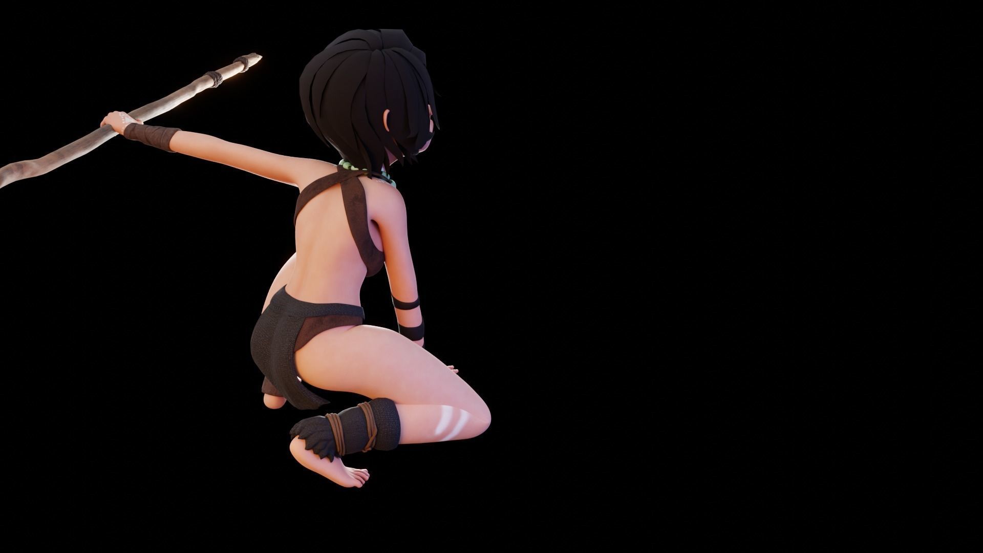 Tribal Girl - Rigged Character for Blender Low-poly 3D model_28