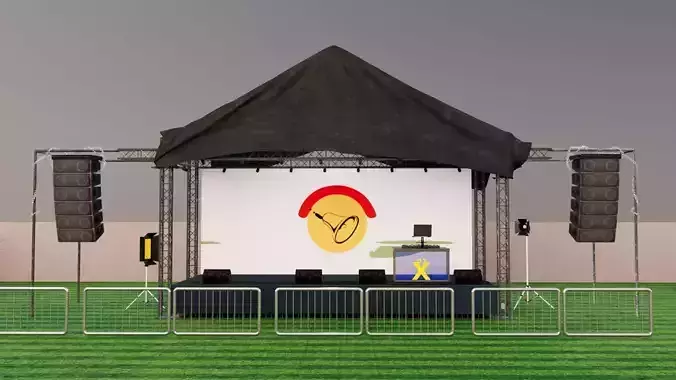 Event Aluminium Stage and Park Design Low-poly 3D model