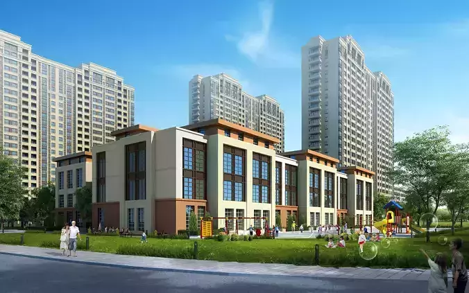 3Dmax fashion city commercial square building 448