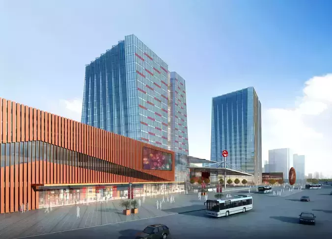 3Dmax fashion city commercial square building 451