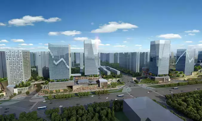 3Dmax fashion city commercial square building 452