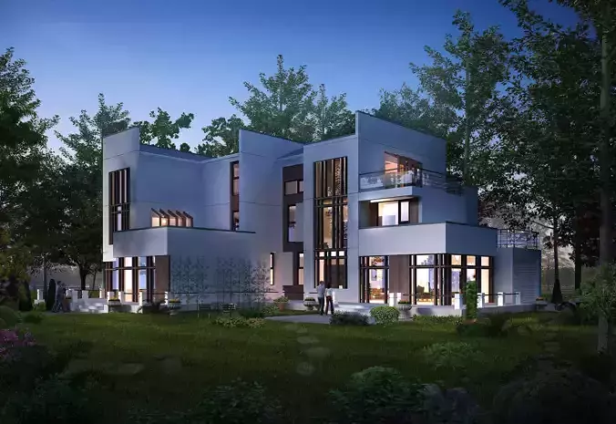 3D model of 2022 luxury fashion villa exterior 93