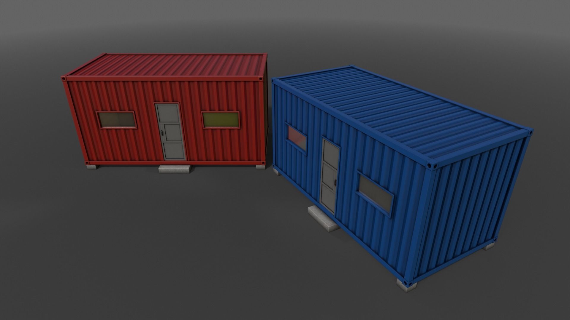 PBR Container House AA 20ft V3 Low-poly 3D model_10