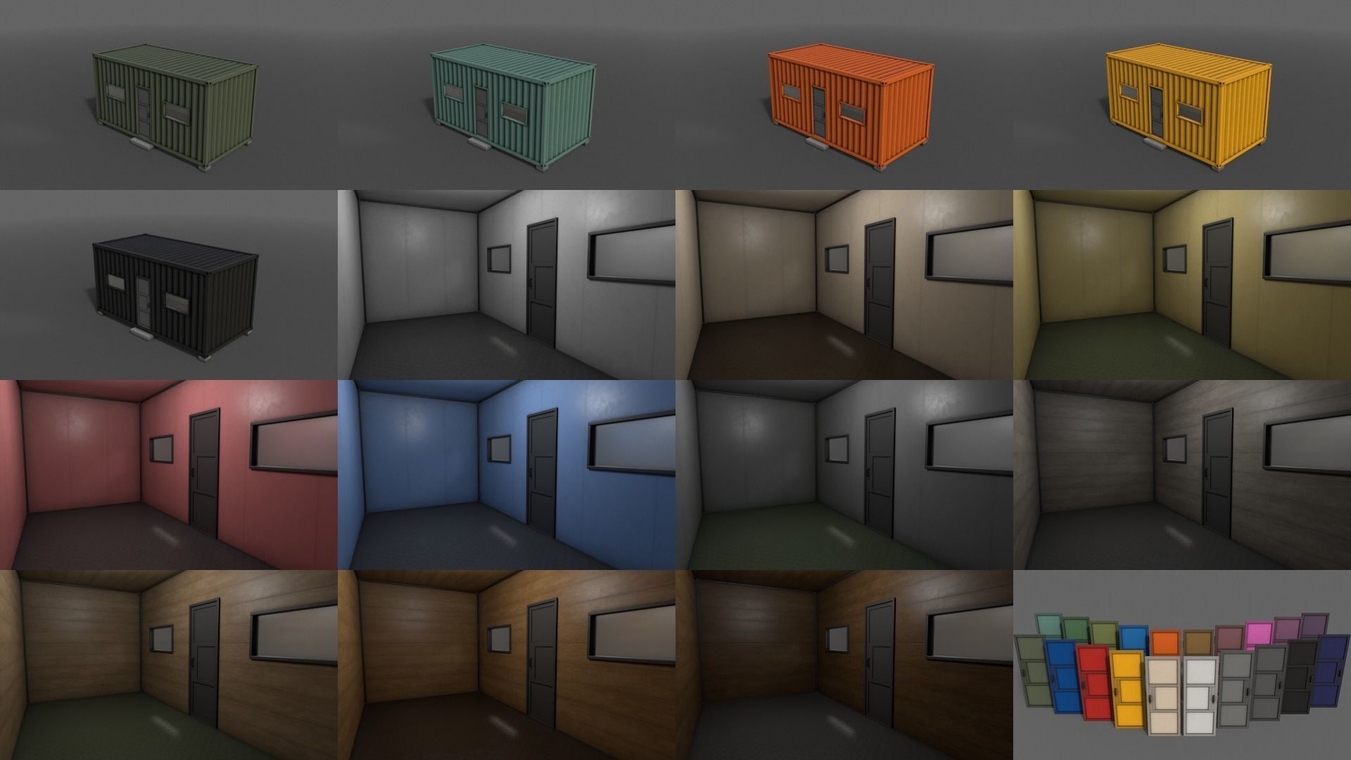 PBR Container House AA 20ft V3 Low-poly 3D model_3