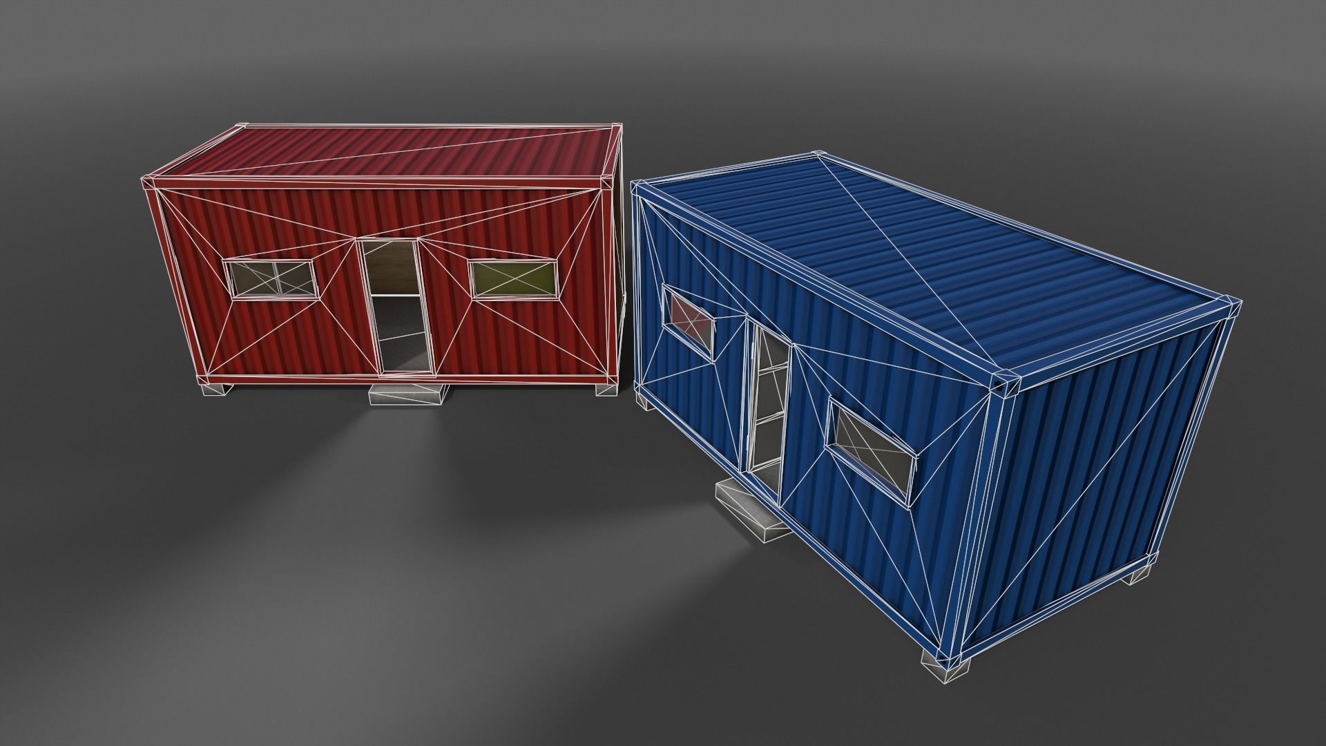 PBR Container House AA 20ft V3 Low-poly 3D model_12
