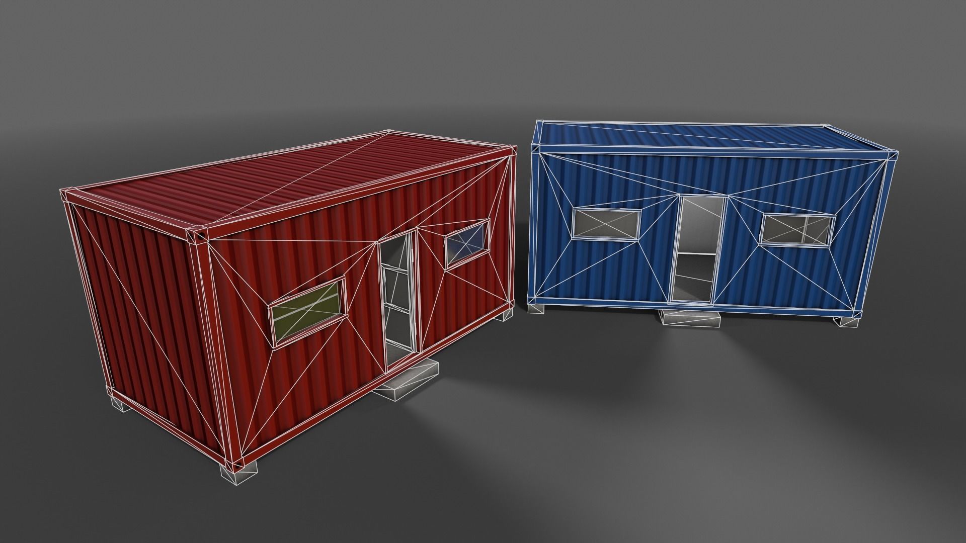 PBR Container House AA 20ft V3 Low-poly 3D model_9