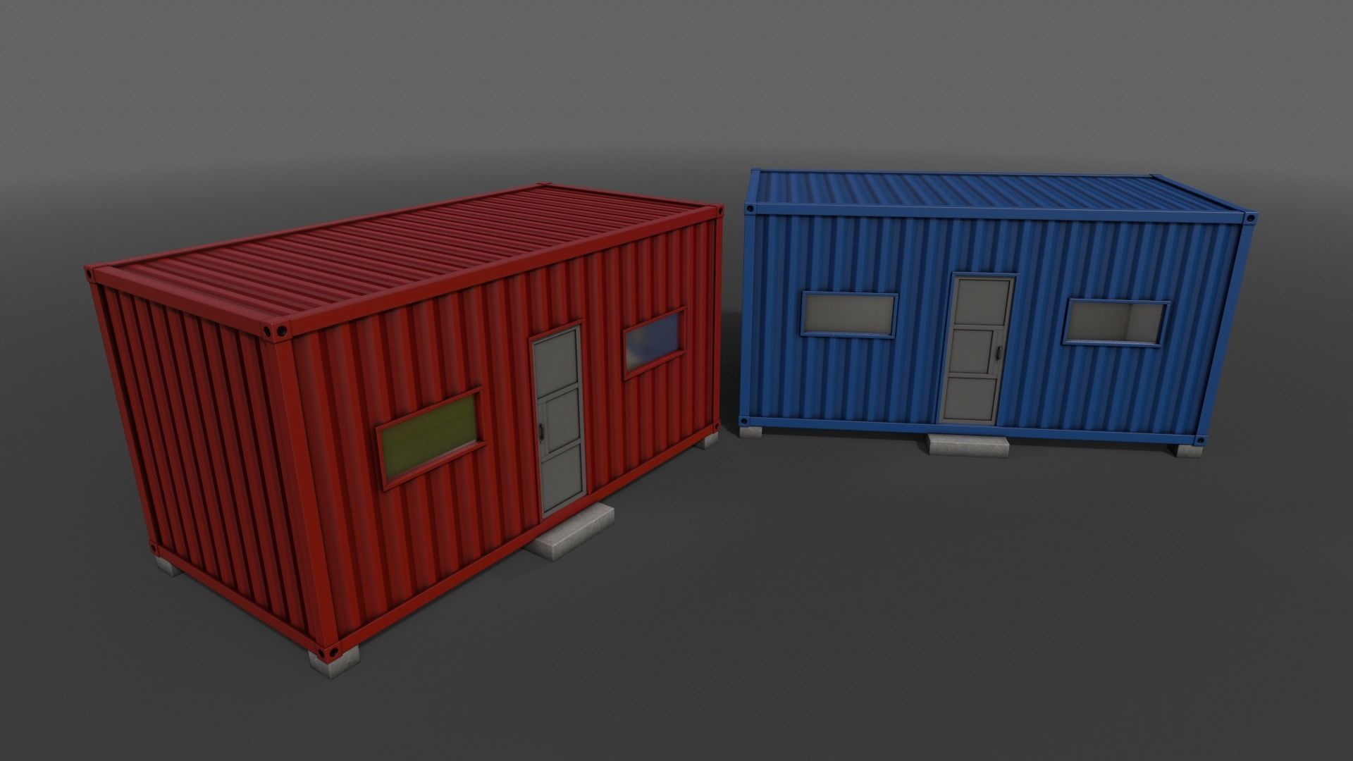 PBR Container House AA 20ft V3 Low-poly 3D model_7