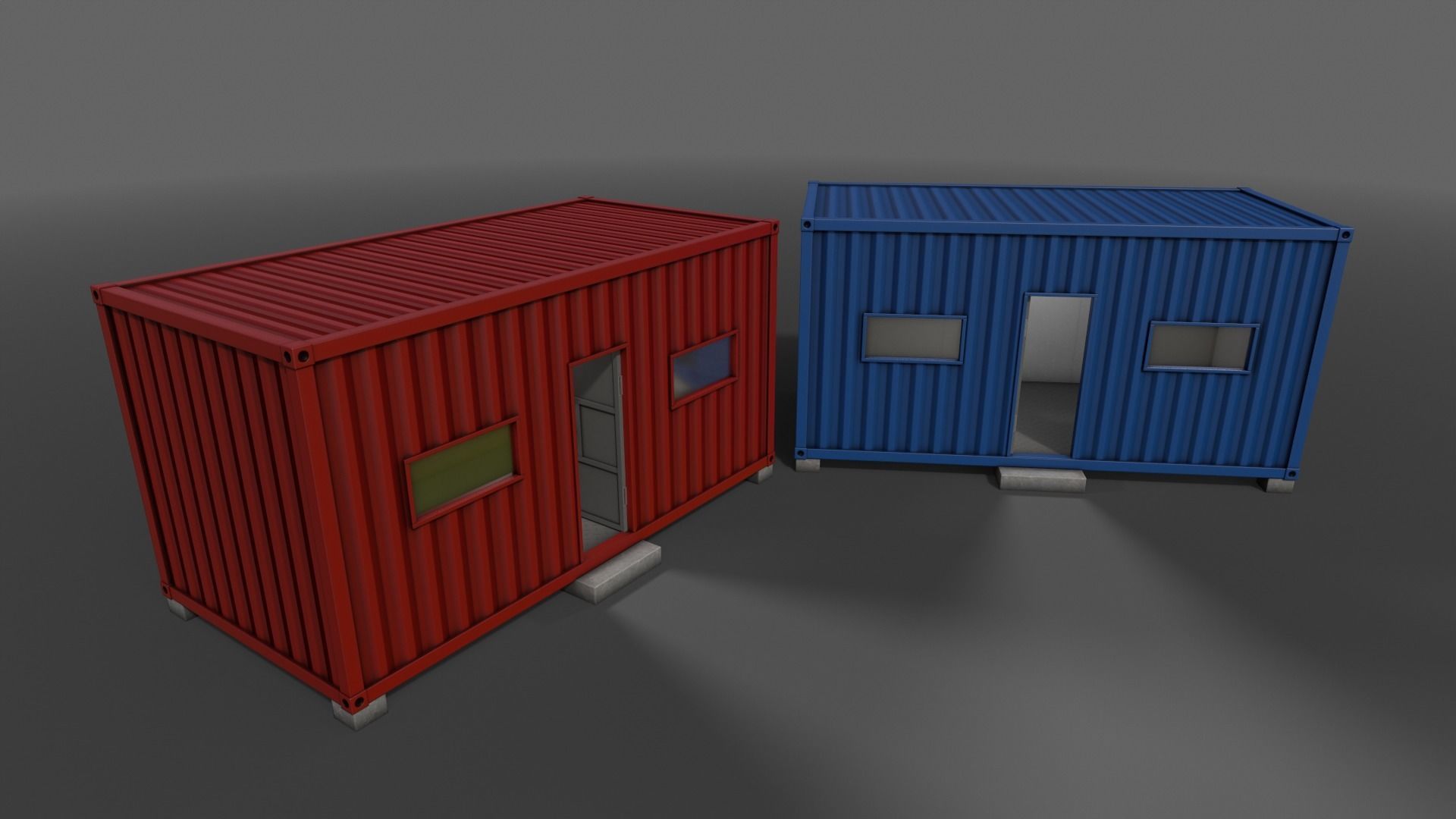 PBR Container House AA 20ft V3 Low-poly 3D model_8