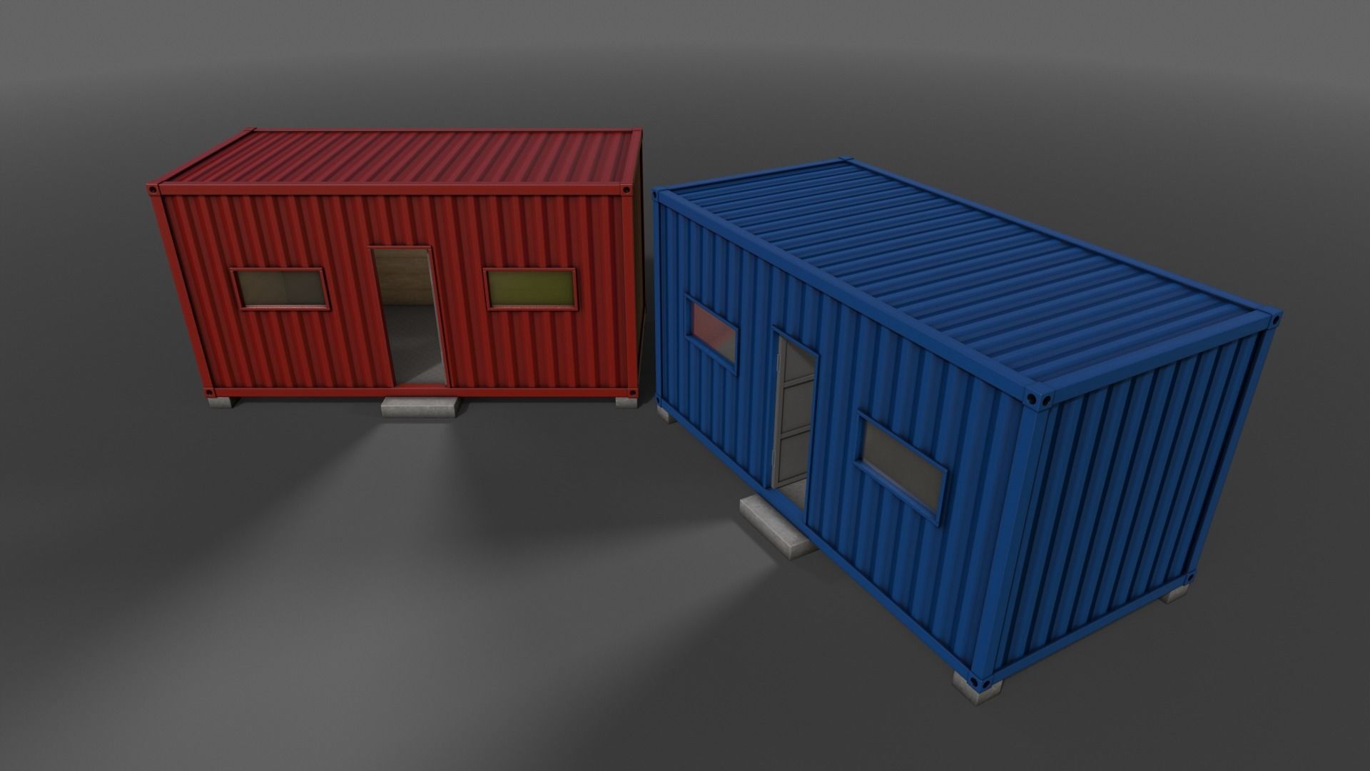 PBR Container House AA 20ft V3 Low-poly 3D model_11