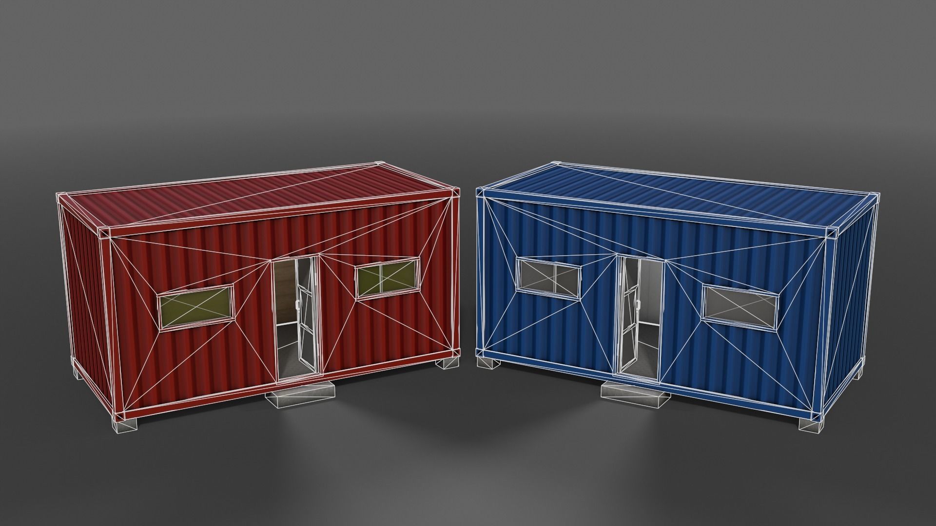 PBR Container House AA 20ft V3 Low-poly 3D model_6