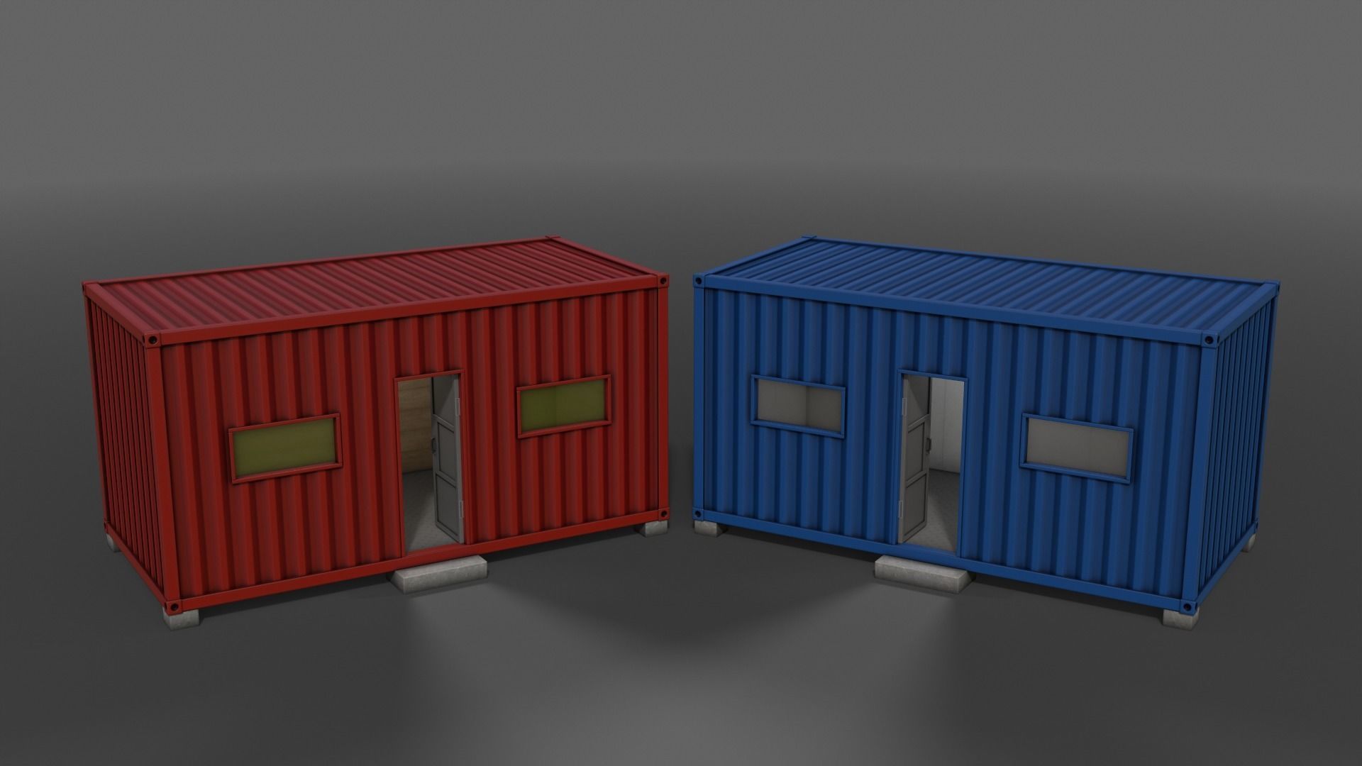 PBR Container House AA 20ft V3 Low-poly 3D model_5