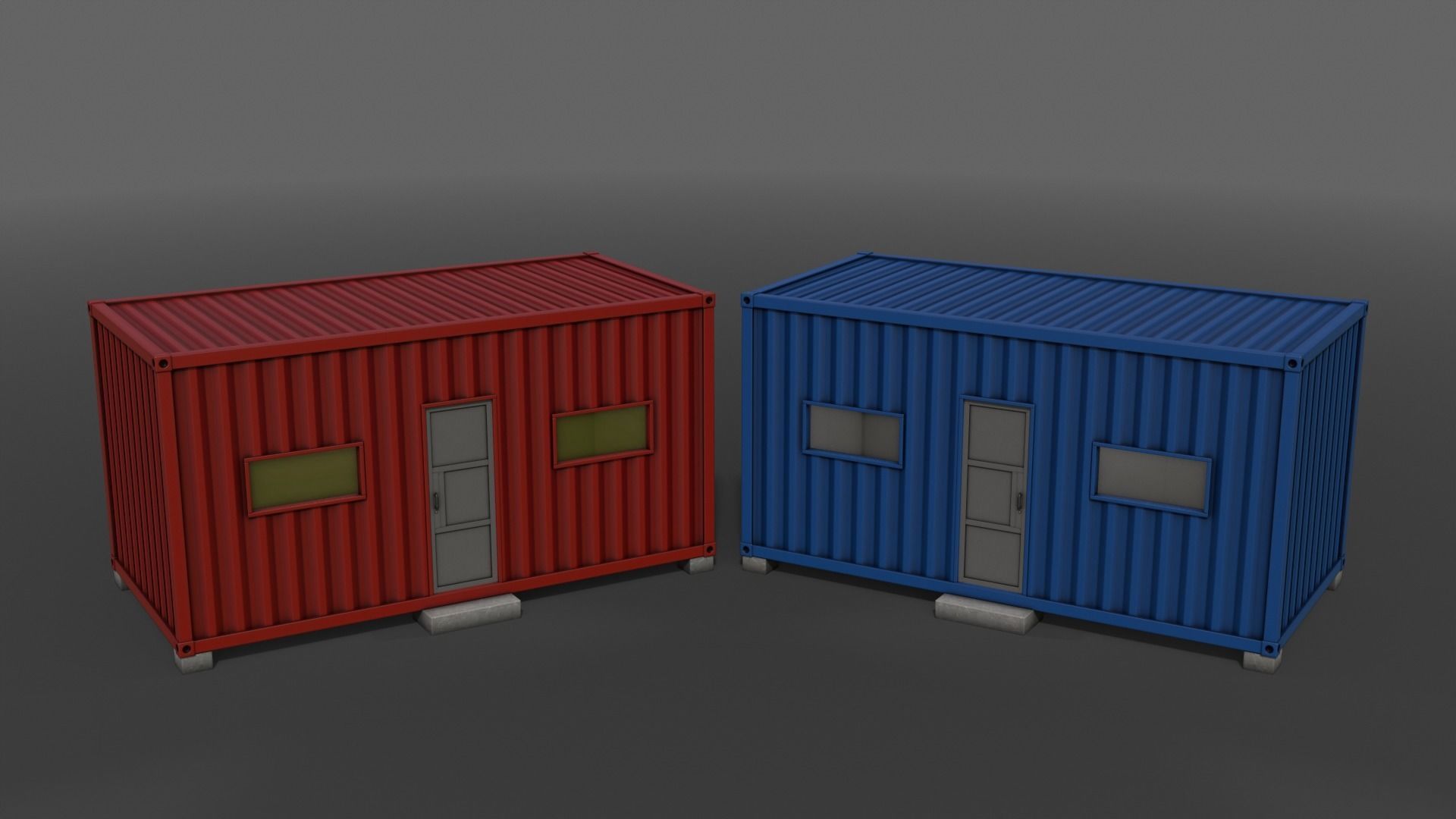 PBR Container House AA 20ft V3 Low-poly 3D model_4