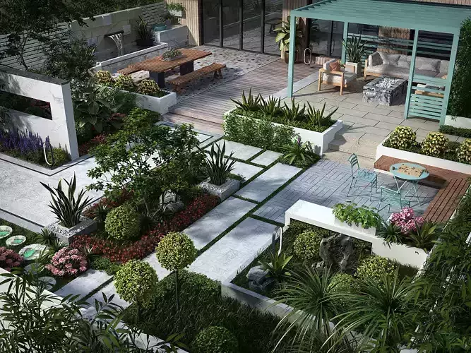 3D model of 2022 luxury fashion villa exterior 94