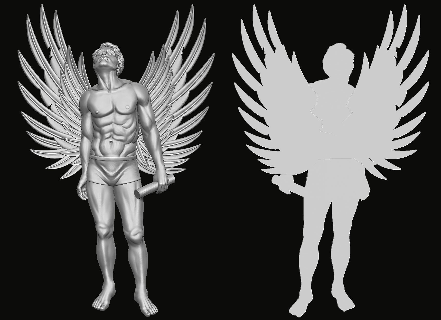 Angel relief 3D print model_2