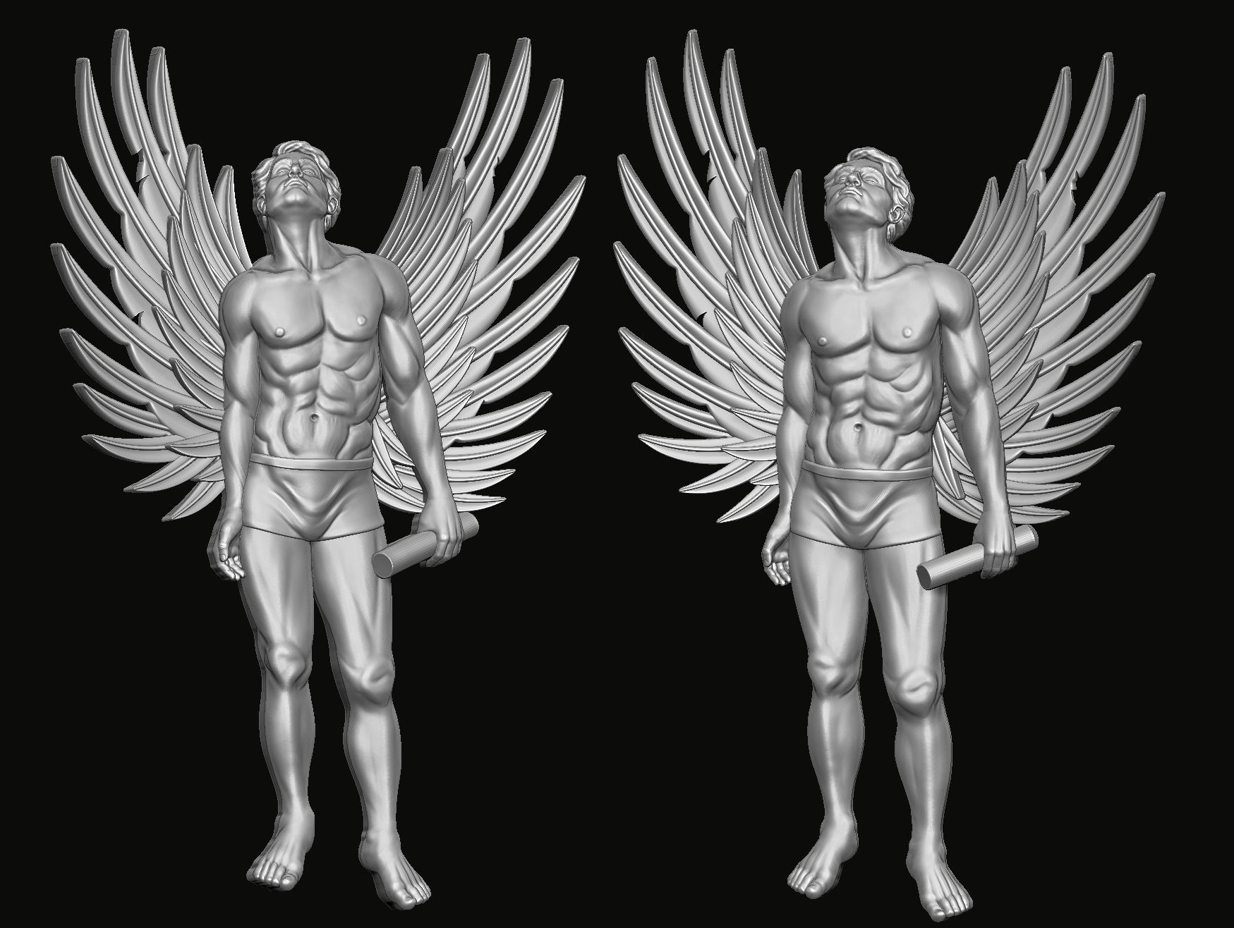 Angel relief 3D print model_3