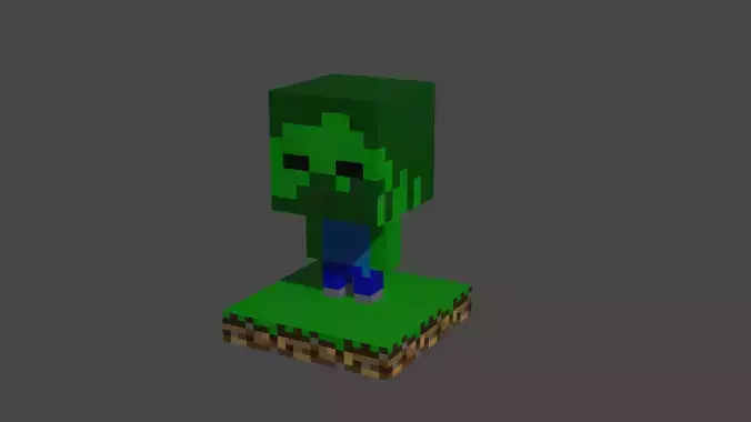 Minecraft Zombie Figurine Low-poly 3D model
