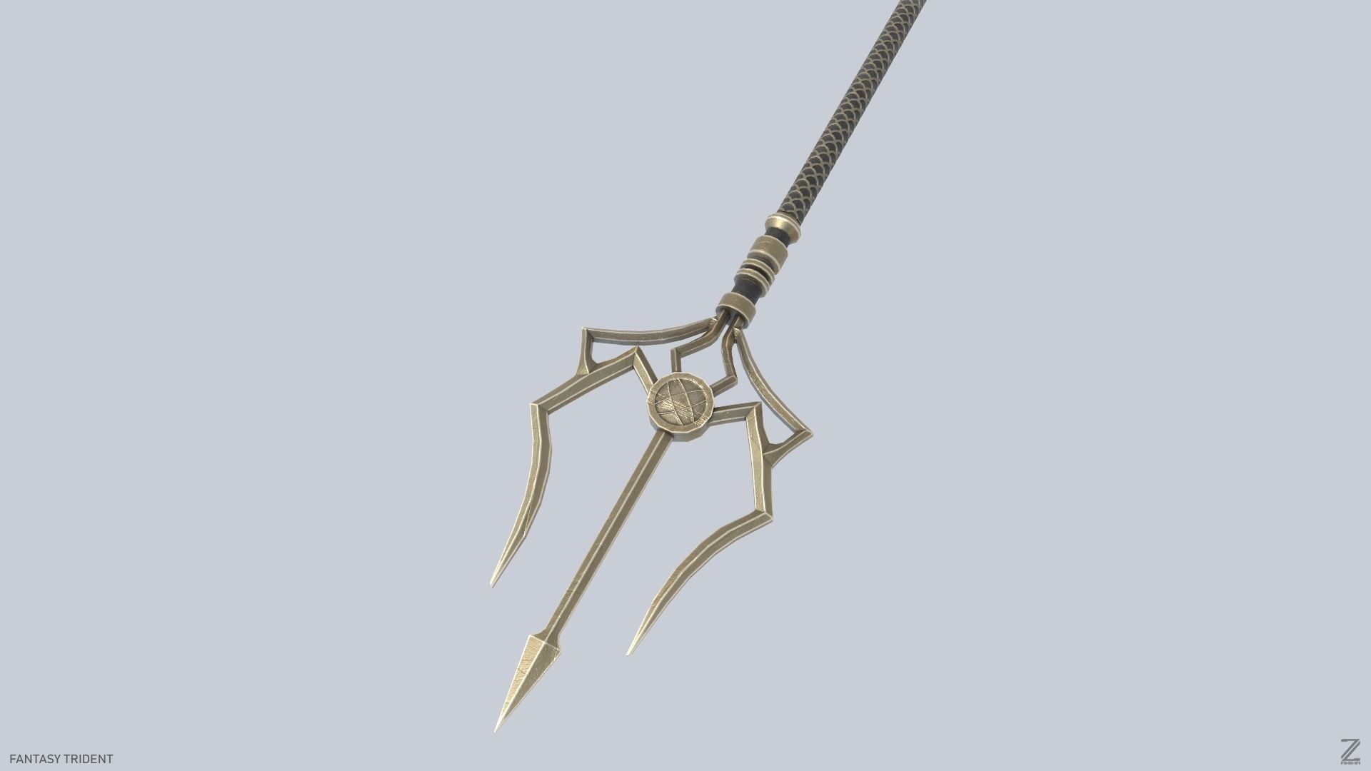 Fantasy trident Low-poly 3D model_6