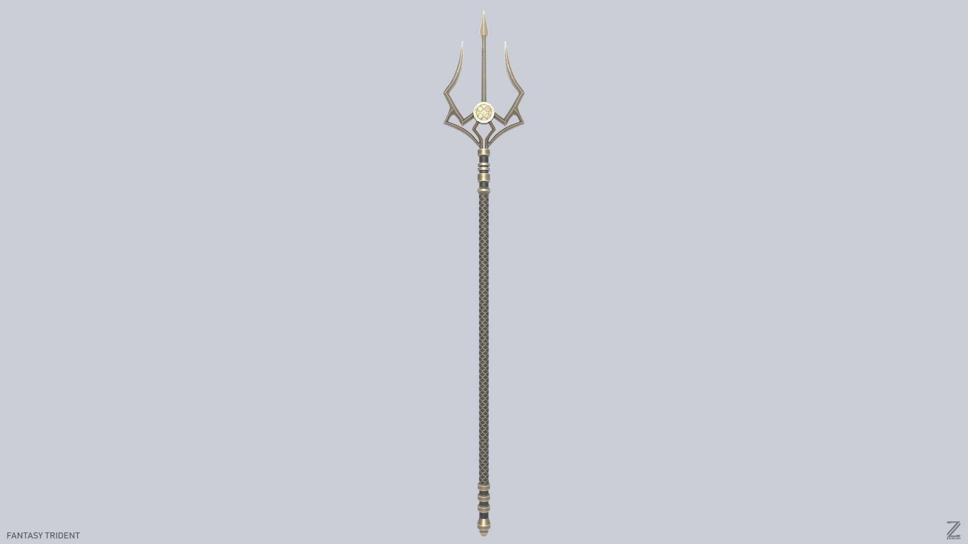 Fantasy trident Low-poly 3D model_2