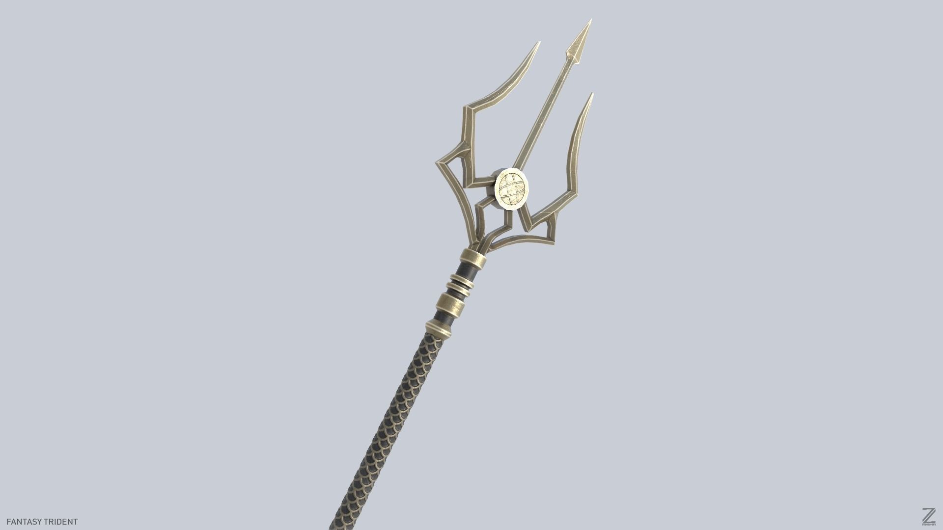 Fantasy trident Low-poly 3D model_8