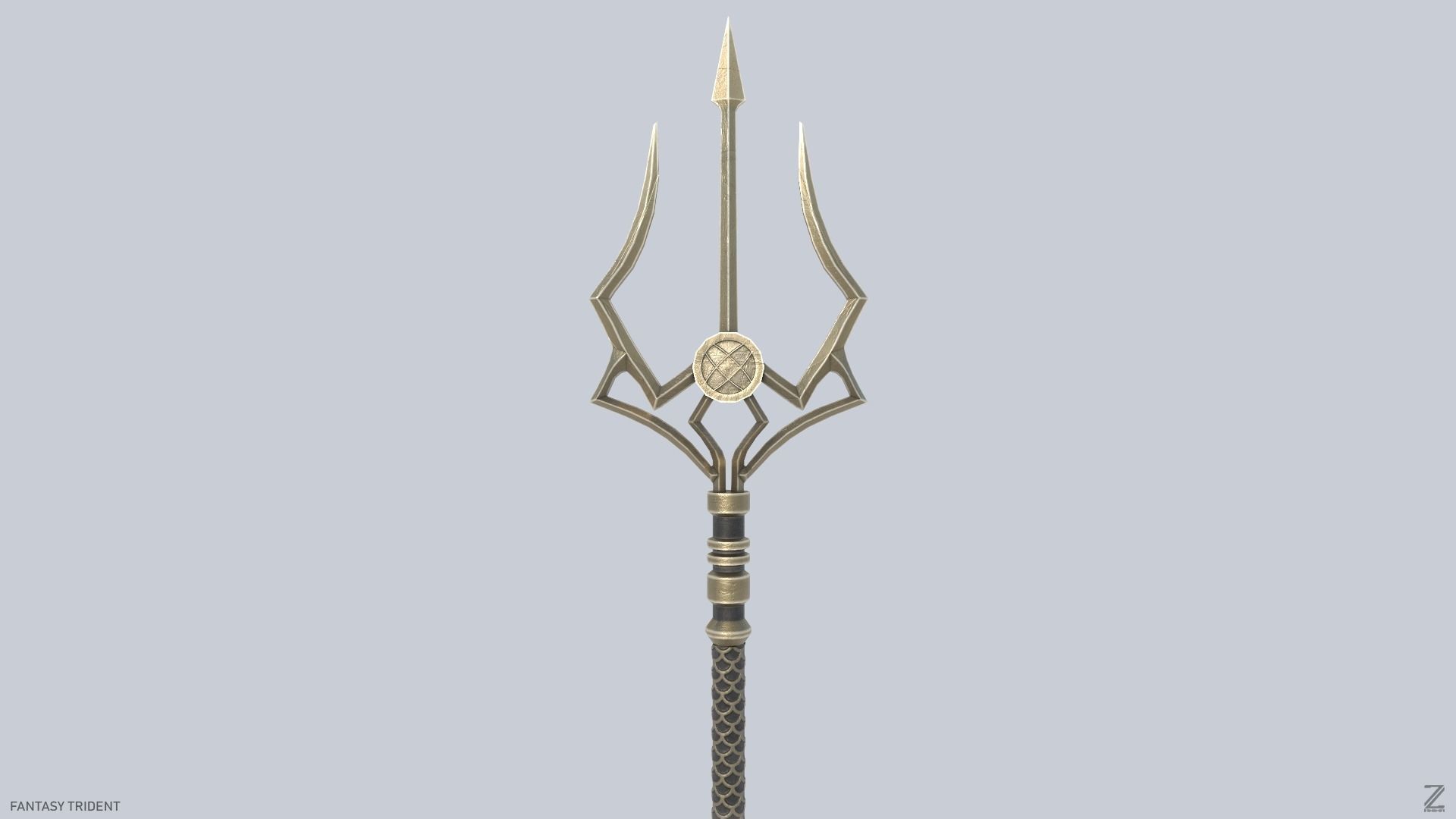 Fantasy trident Low-poly 3D model_4
