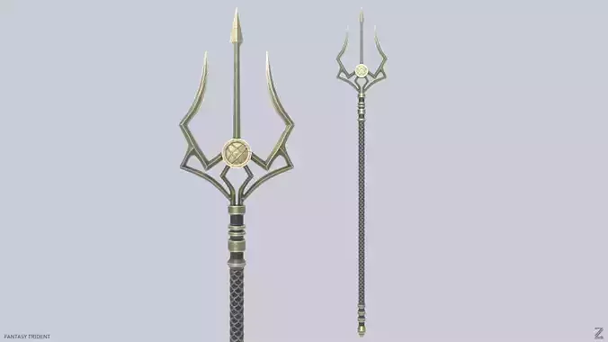 Fantasy trident Low-poly 3D model