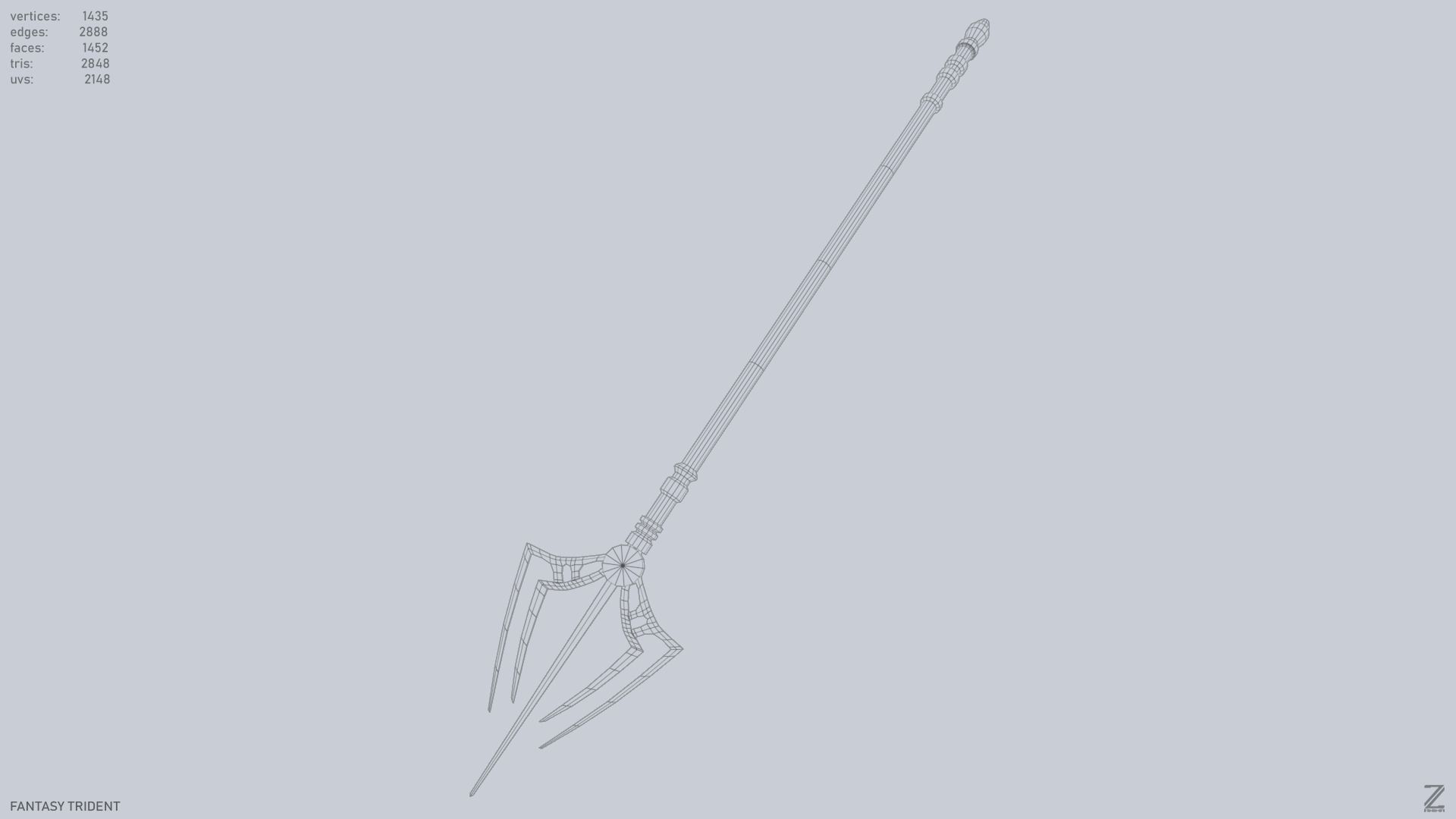 Fantasy trident Low-poly 3D model_12
