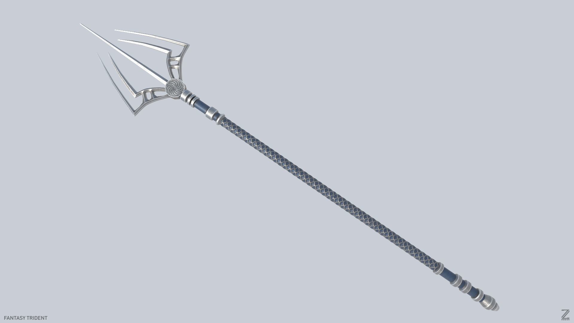 Fantasy trident Low-poly 3D model_1