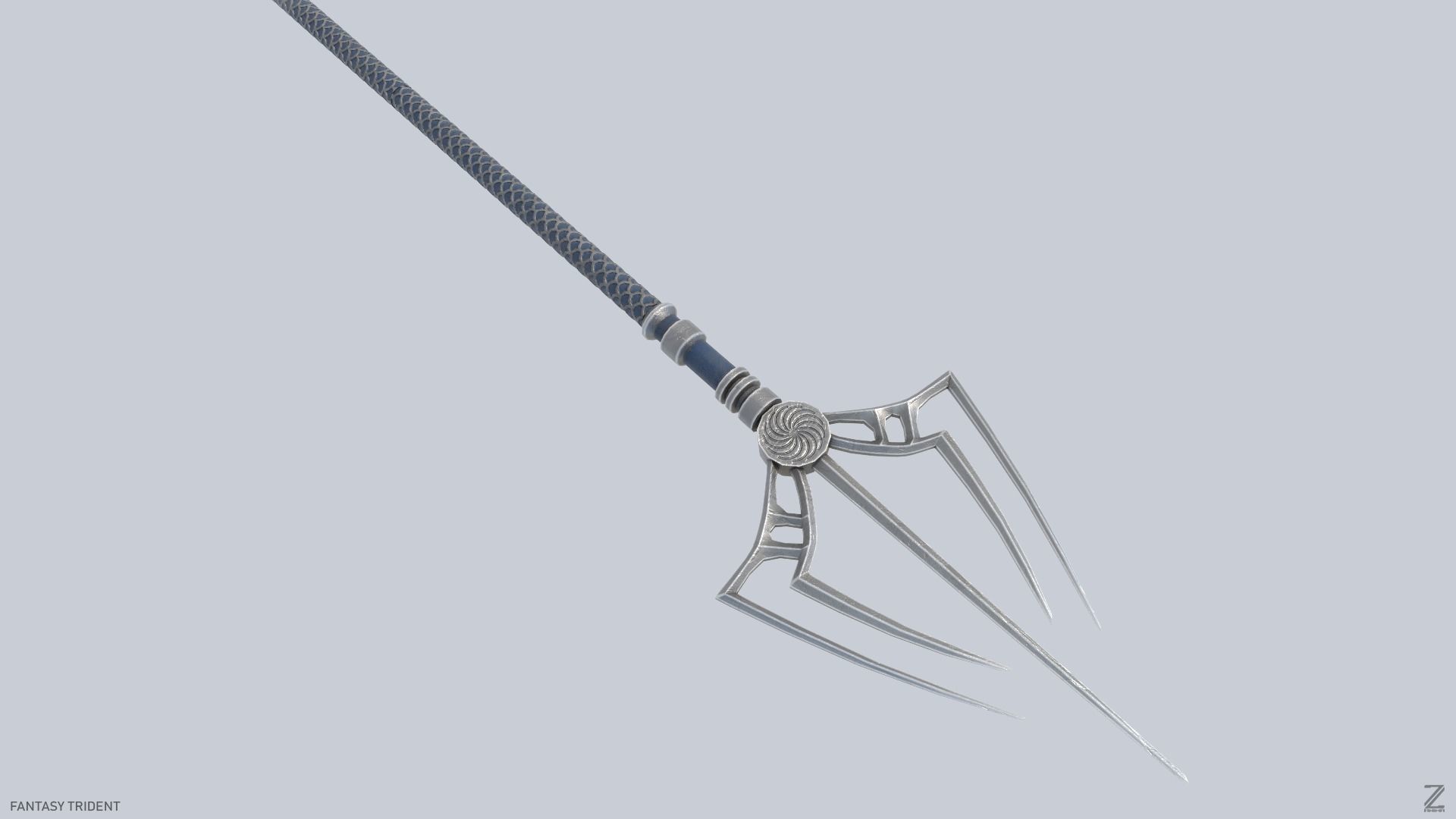 Fantasy trident Low-poly 3D model_8
