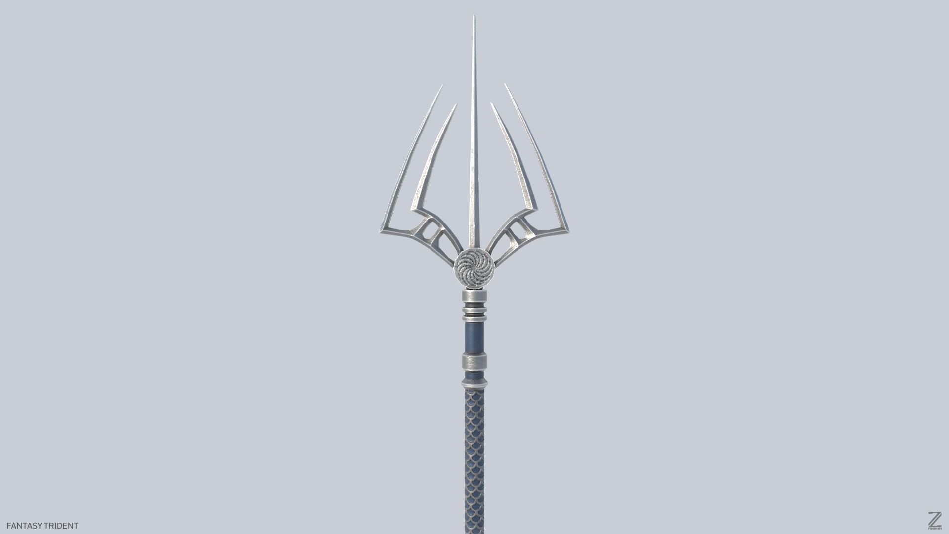 Fantasy trident Low-poly 3D model_4