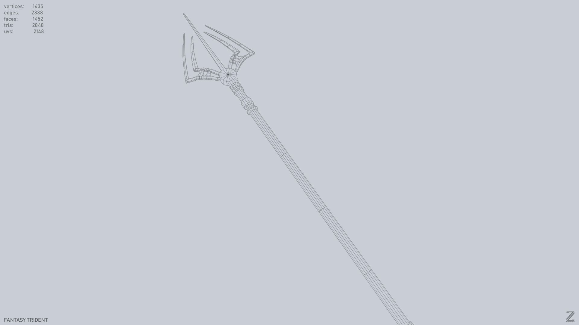 Fantasy trident Low-poly 3D model_15