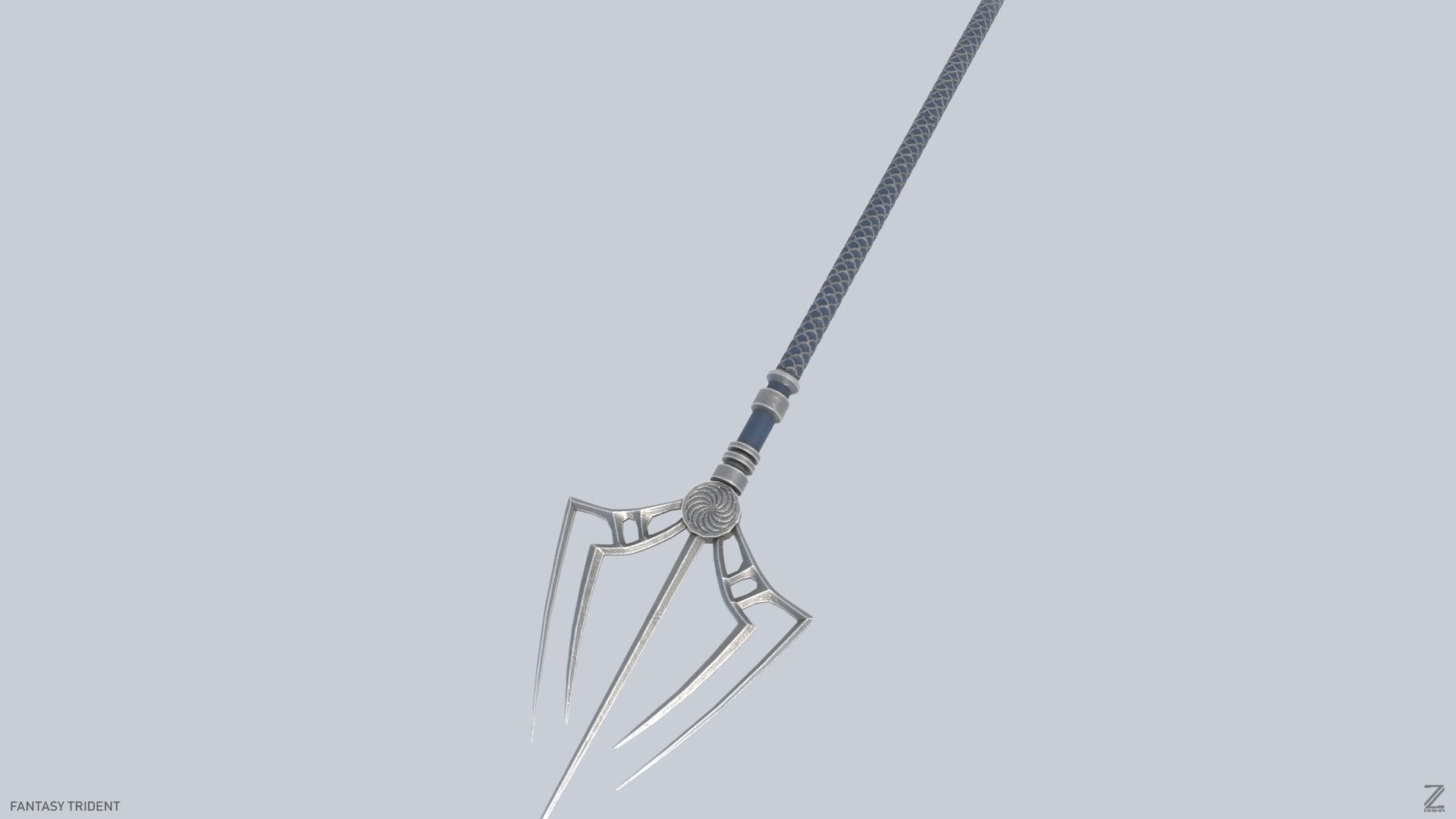 Fantasy trident Low-poly 3D model_6