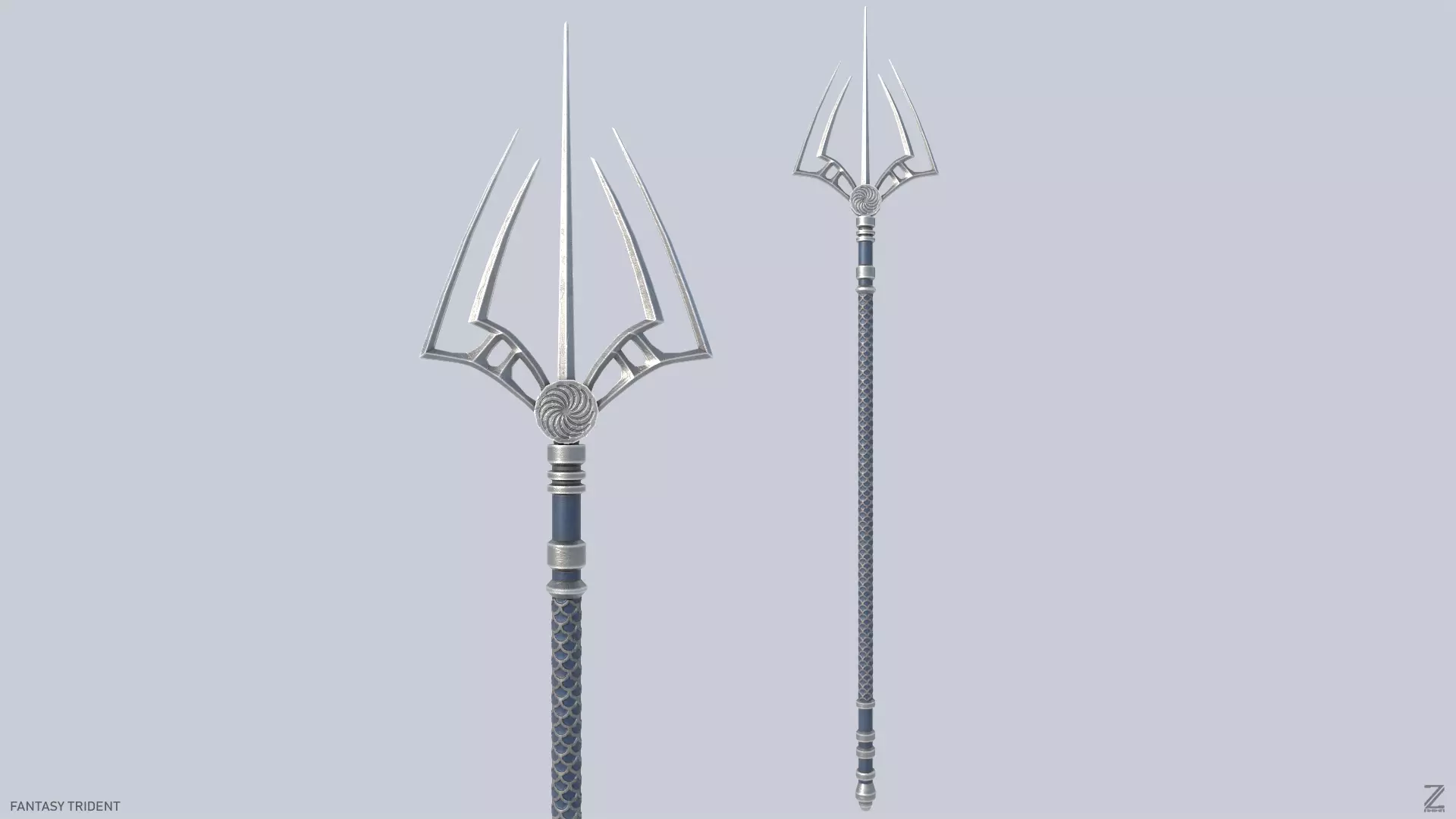 Fantasy trident Low-poly 3D model_0