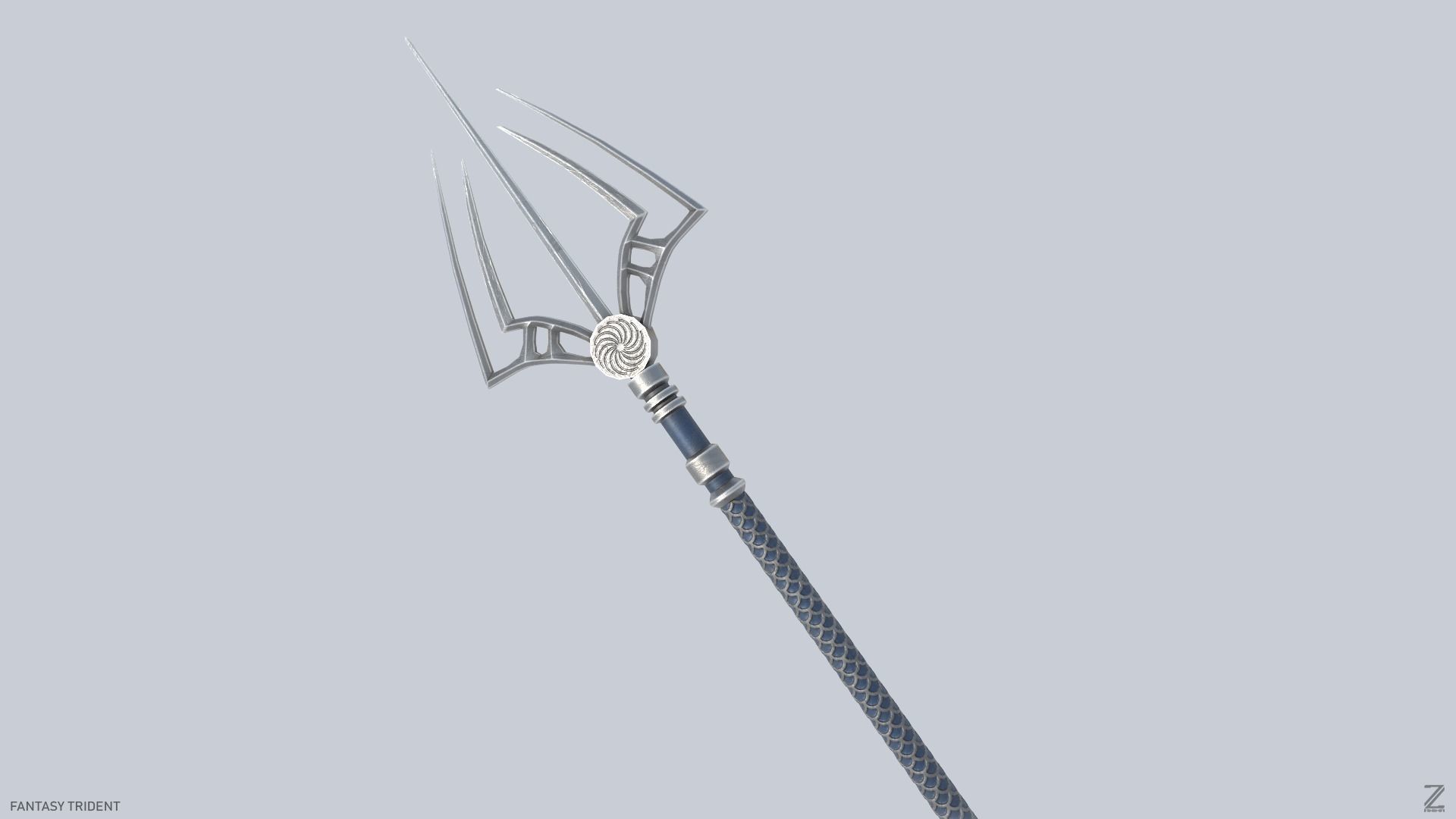 Fantasy trident Low-poly 3D model_7