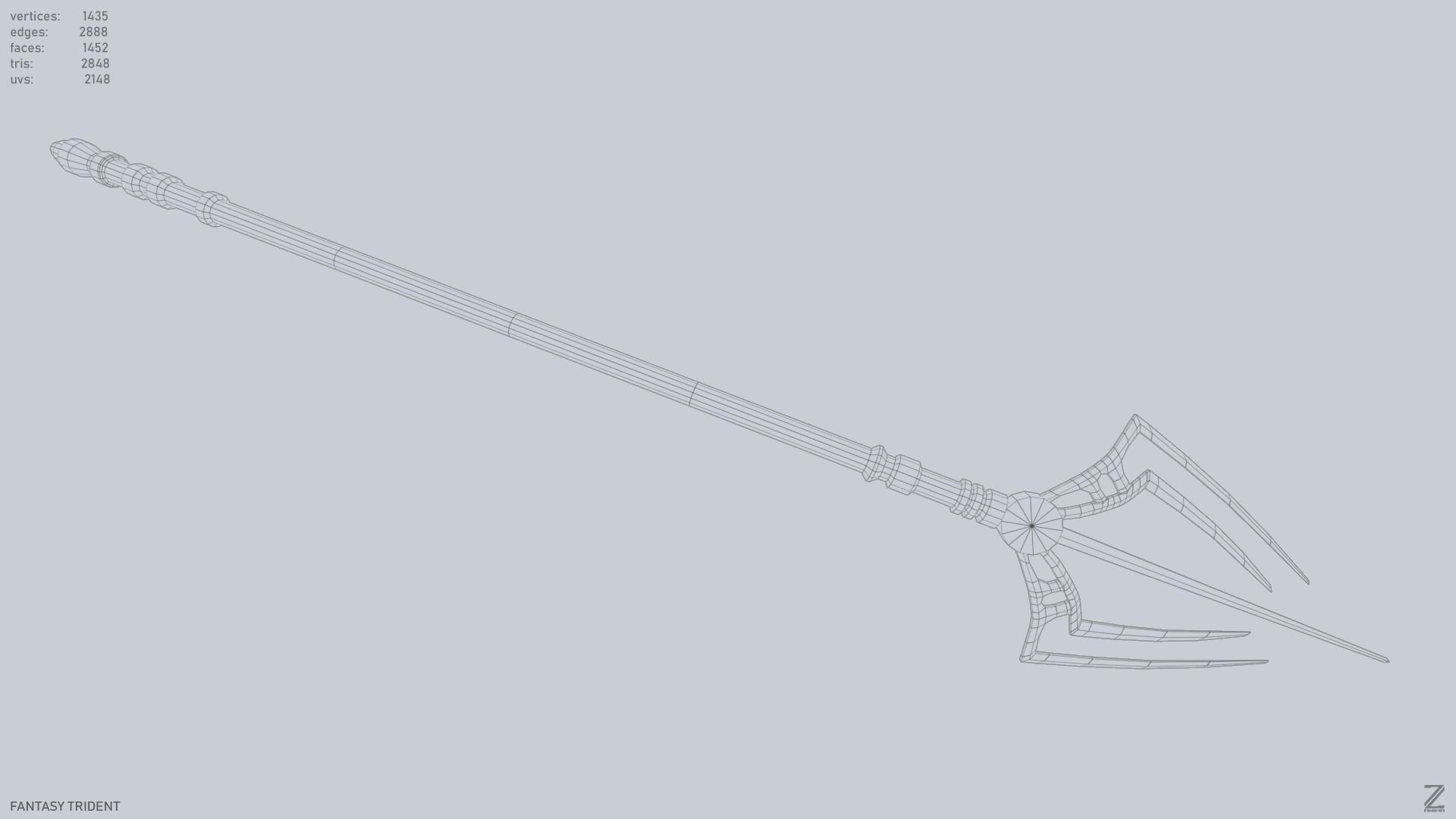 Fantasy trident Low-poly 3D model_13